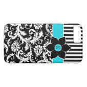 8 Plus/7 Plus Coque iPhone 7 | Damas | Tracées | Turquoise (Dos (Horizontal))