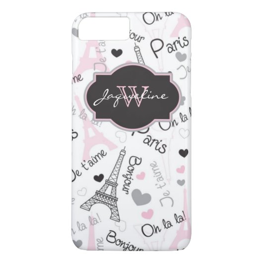 8 Plus/7 Plus Coque iPhone 7 | Paris | Tour Eiffel | Coeurs (Dos)