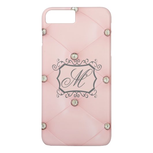 8 Plus/7 Plus Diamond Bling rose Tufted Monogram iPhone 7+ Coque (Dos)