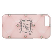 8 Plus/7 Plus Diamond Bling rose Tufted Monogram iPhone 7+ Coque (Dos (Horizontal))
