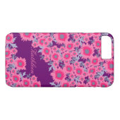 8 Plus/7 Plus Joli pavot rose violet pourpre coque iphone damass (Dos (Horizontal))