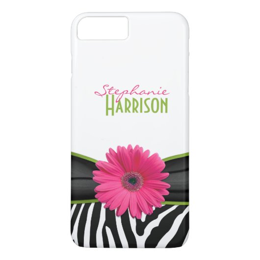 8 Plus/7 Plus Pink Green Daisy Zebra Personnalisé iPhone 6 coque (Dos)