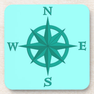 8-punts Compass-Roos, Turquoise en Aqua Drankjes Onderzetter