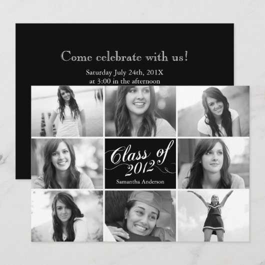 8 Scripts photo - Invitation noire (Devant / Derrière)