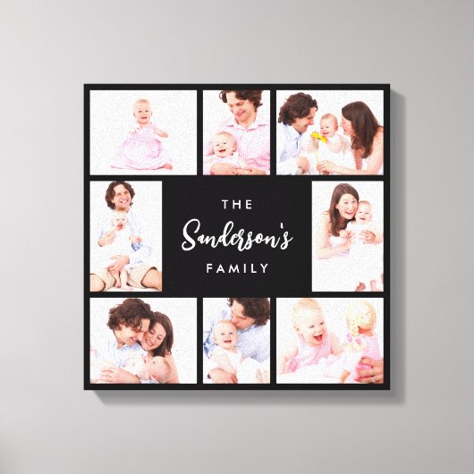 8 Sections Family Photo in Black Frame Canvas Afdruk (Voorkant)