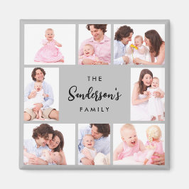 8 Sections Family Photo in Gray Frame Magneet