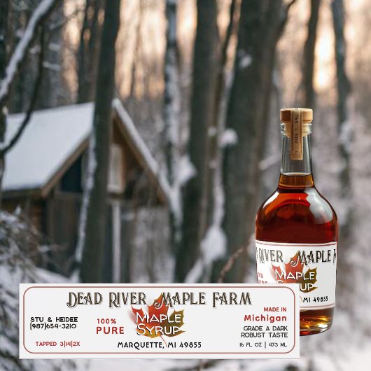 8" State Name Maple Syrup Label met datum afgetapt Waterfles Etiket
