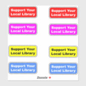 [8 Stickers Colorés] Soutenez votre bibliothèque l (Feuille)