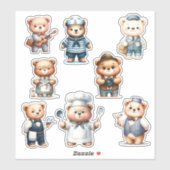 8 Stickers d'occupation de l'ours de charme| Scrap (Feuille)