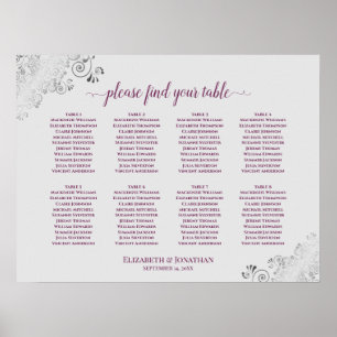 8 Tableau Mariage Cassis Cassis violet & gris