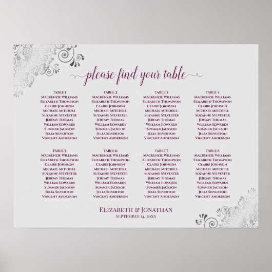 8 Tableau Mariage Cassis Cassis violet & gris (Devant)