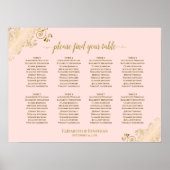 8 Tableau Mariage Planche de siège Rose & Or (Devant)