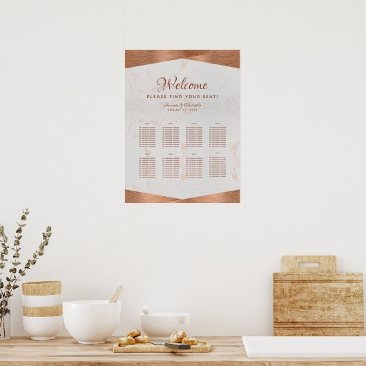 8 Tableau Mariage  Sac en cuivre Marbre Script (Cuisine)