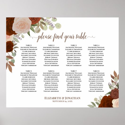 8 Tableau Rouille Automne Mariage Floral Tableau d (Devant)