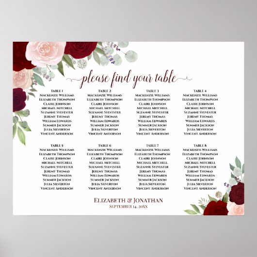 8 Tableau Tableau Bourgogne, Roses rouges et roses (Devant)