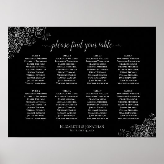8 Tableau Tableau noir Mariage Sièges Diapositives (Devant)