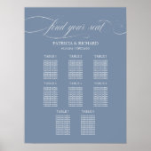 8 Tableaux Mariage Planche Tableau Bleu Dusty (Devant)