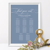 8 Tables Wedding Seding Chart Board Dusty Blue Poster