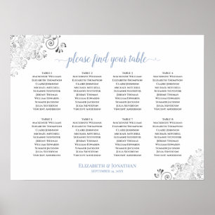 8 Tafel - Wit & Blauw - Wondenbruiloft Poster