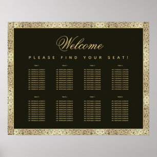 8 Tafel Zwart Goud Elegant Vintage Zitplaatsen Cha Poster