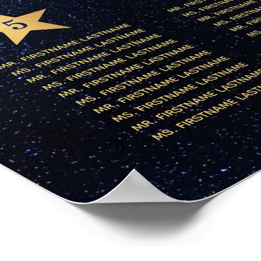 8 Tafelblauwe gouden hemelbruine bruiloft Poster (Hoek)