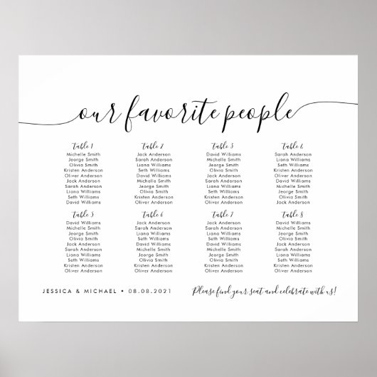 8 Tafels Modern Onze favoriete Mensen Zitgrafiek Poster (Voorkant)