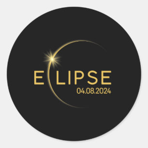 8 Totaal Zonsverduistering 2024 Ronde Sticker