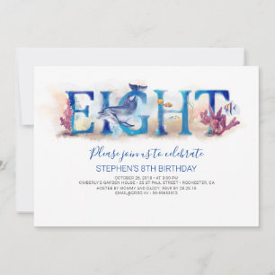 8 Verjaardagsuitnodiging onder het Zee Marine Worl Kaart