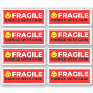 8 Vinyl Breekbare Stickers (Voorzichtig behandelen