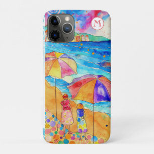 *~* 8 Waterverf Zee strand parasol zand iPhone 11 Pro Hoesje