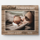 8 x10 Fotosjabloon Eerste Vaderdag hout Fotoplaat (Voorkant)