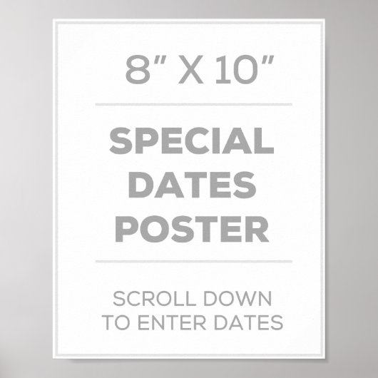 8 x 10 inch Poster speciale datums (Voorkant)