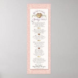8 x 24 Stel een gezond Blush Damask-patroon voor k Poster