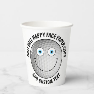 8 x Custom Golf Theme Party BLUE EYES Happy Face Papieren Bekers