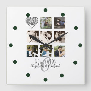 8 x FOTO COLLAGE Passen getrouwd Persoonlijke WEDI Vierkante Klok