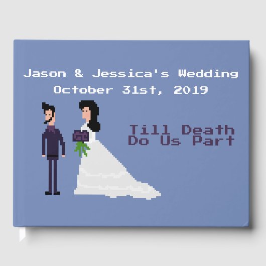 8bit Geek Gothic Til Death Do us Part Bruiloft Gastenboek (Voorkant)