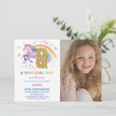 8e anniversaire de l'Unicorne Invitations avec pho (Debout devant)