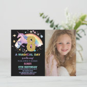 8e anniversaire de l'Unicorne Invitations avec pho (Debout devant)