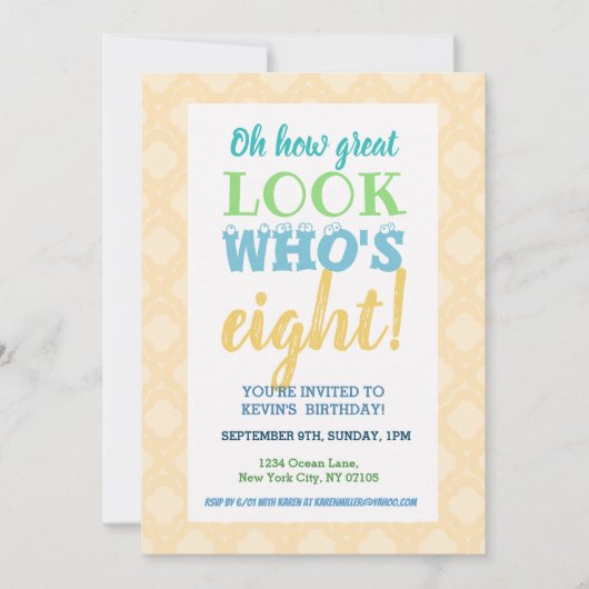 8e anniversaire Invitation Libellé (Devant)