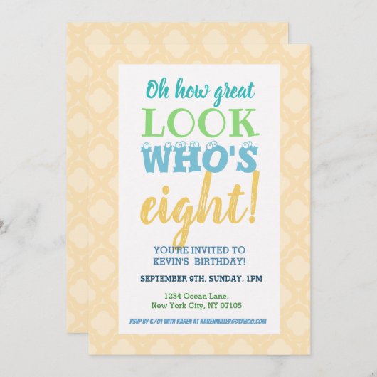 8e anniversaire Invitation Libellé (Devant / Derrière)