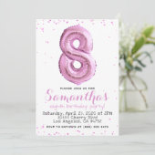 8e anniversaire Pastel Pink Balloon Invitation (Debout devant)