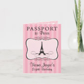 8e anniversaire Pink Paris Passport Invitation (Devant)