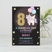 8e anniversaire Unicorn Anniversaire Invitations (Debout devant)