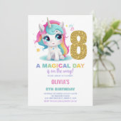 8e anniversaire Unicorn Anniversaire Invitations (Debout devant)