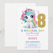 8e anniversaire Unicorn Anniversaire Invitations (Devant / Derrière)