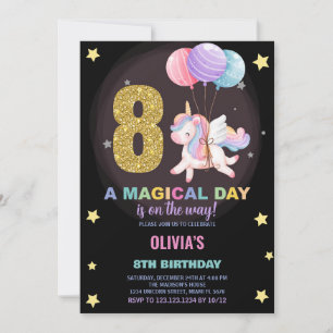 8e anniversaire Unicorn Anniversaire Invitations