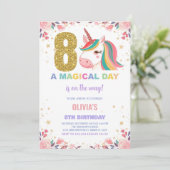 8e anniversaire Unicorn Anniversaire Invitations (Debout devant)