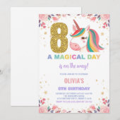 8e anniversaire Unicorn Anniversaire Invitations (Devant / Derrière)