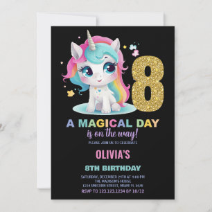 8e anniversaire Unicorn Anniversaire Invitations