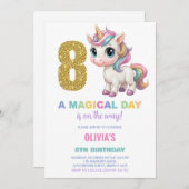 8e anniversaire Unicorn Anniversaire Invitations (Devant / Derrière)